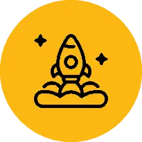 Rocket Black Icon with Orange Background